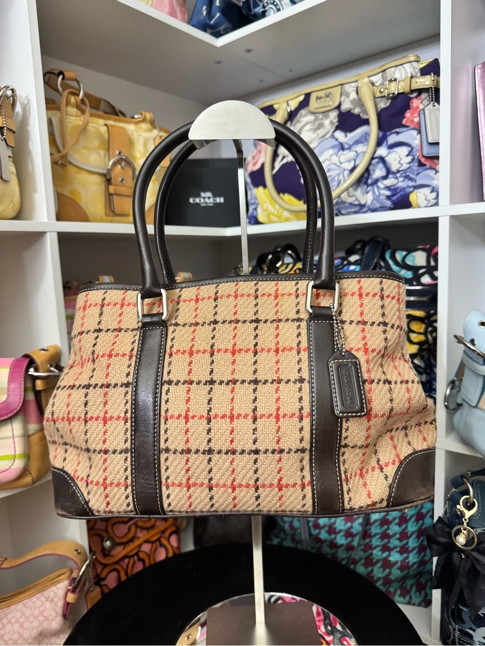 Coach Vintage Plaid Wool Shoulder Bag